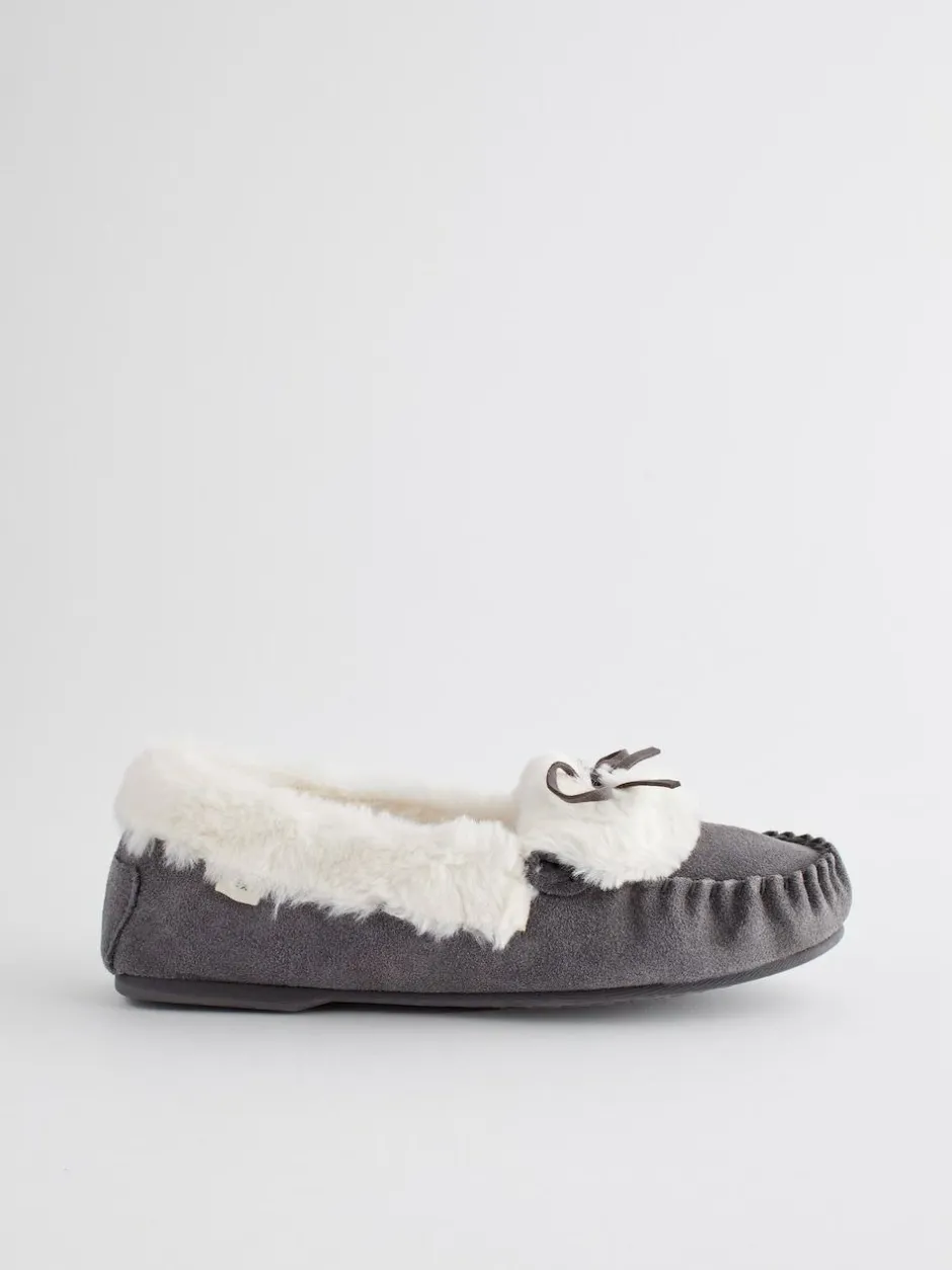 Next Grey Suede Moccasin Slippers
