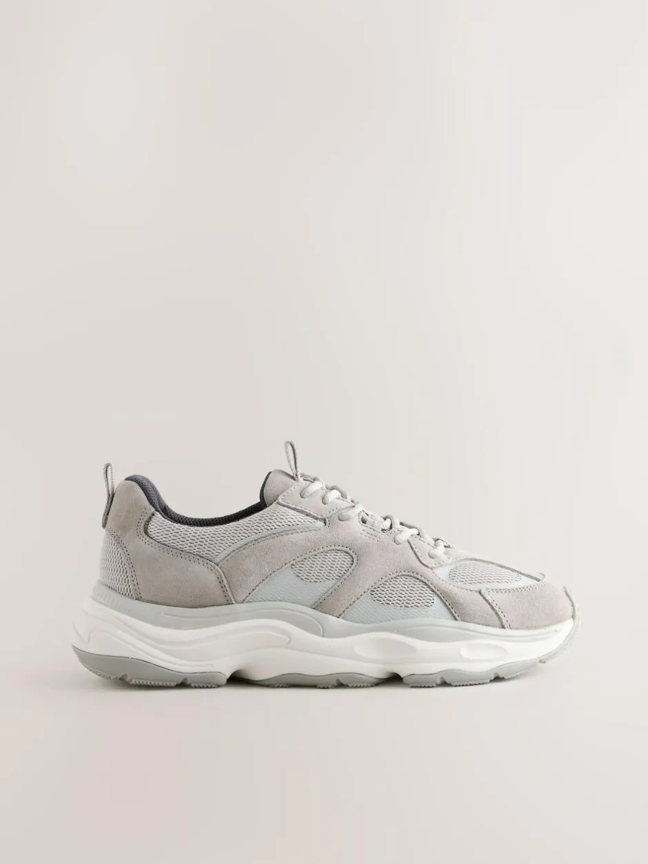 Next Suede Trim Runners Grey Sale