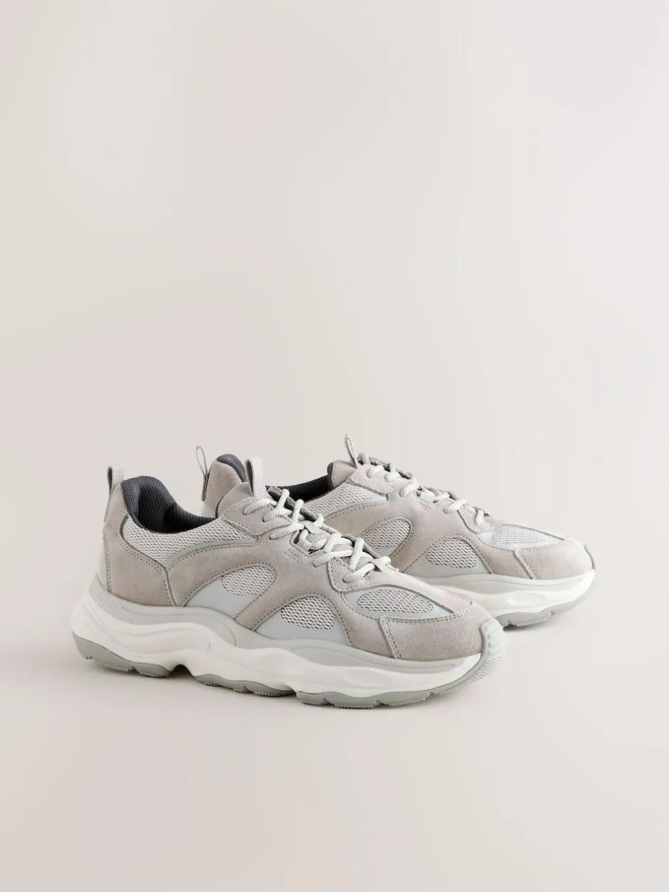 Next Suede Trim Runners Grey Sale