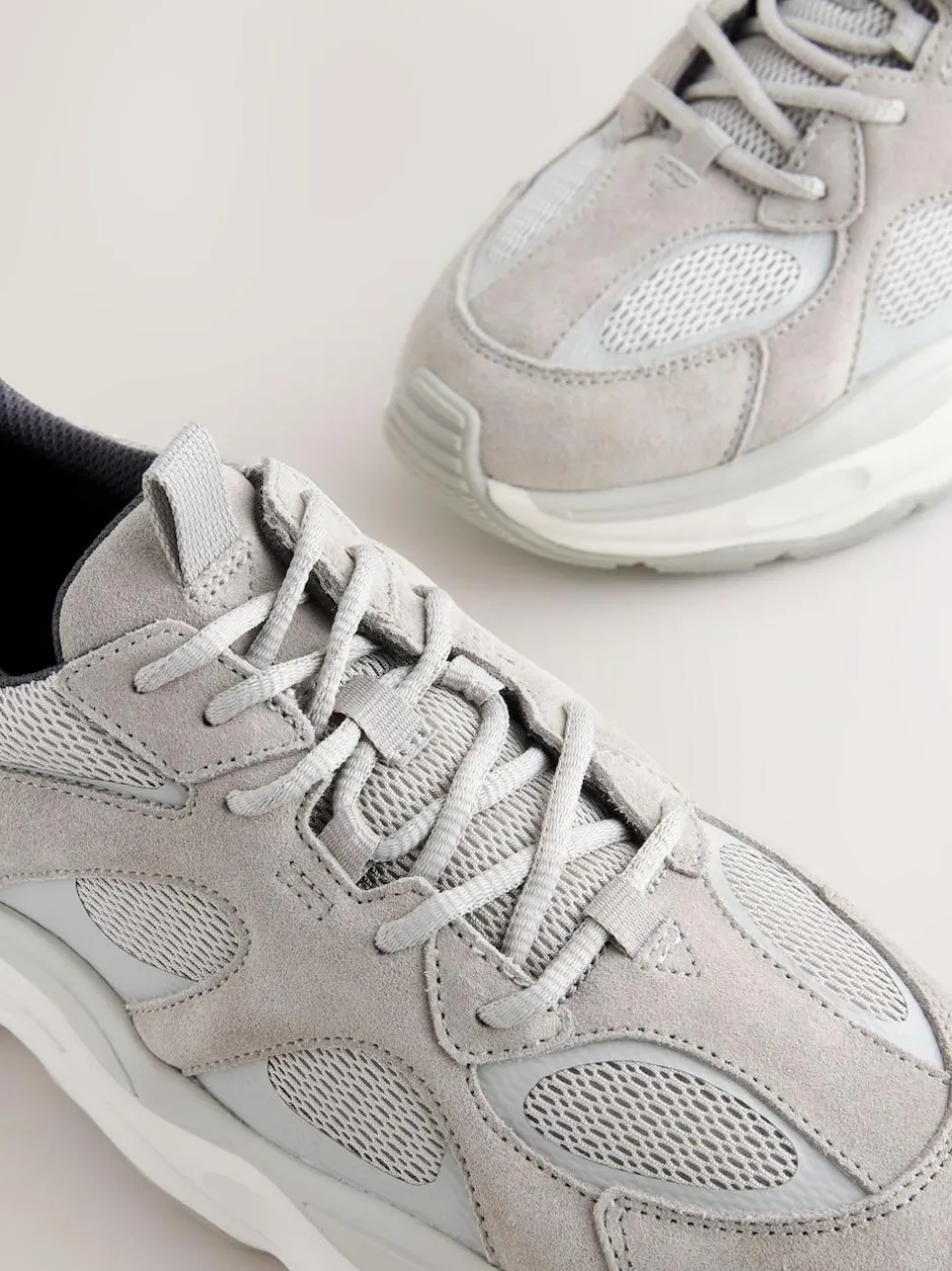 Next Suede Trim Runners Grey Sale