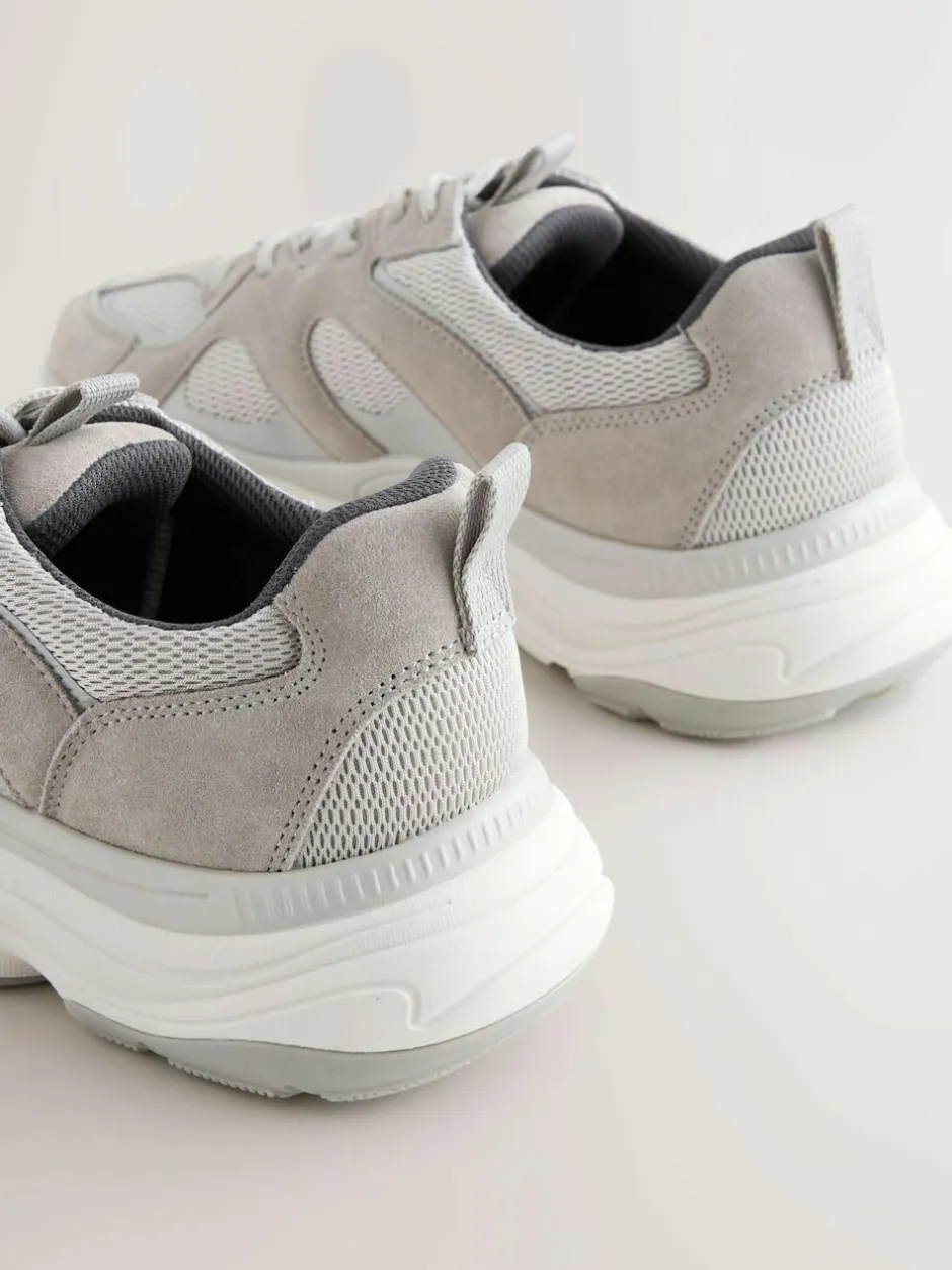 Next Suede Trim Runners Grey Sale