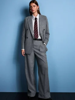Next Tabitha Simmons X Wool Blend Double Breasted Blazer Grey New