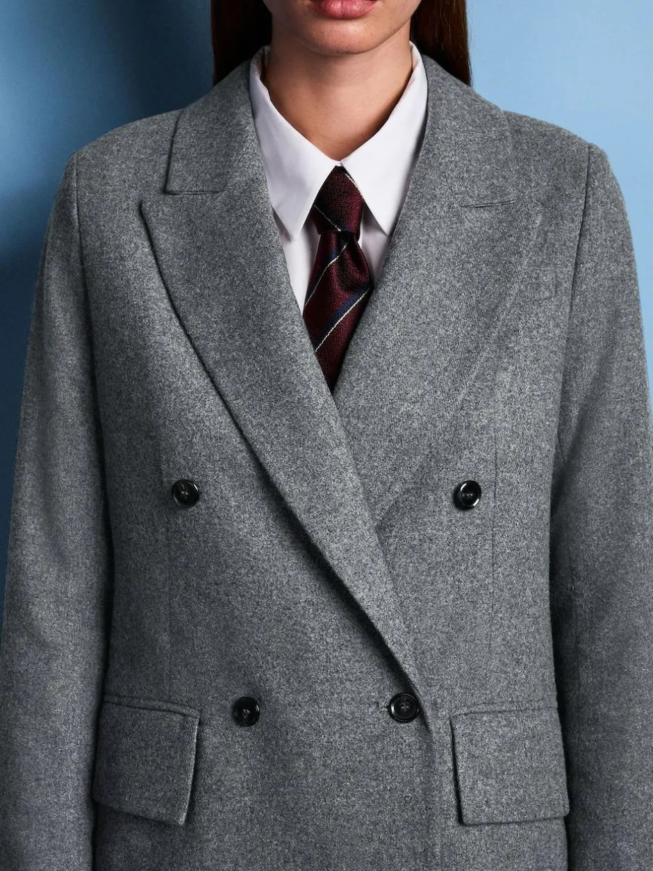 Next Tabitha Simmons X Wool Blend Double Breasted Blazer Grey New