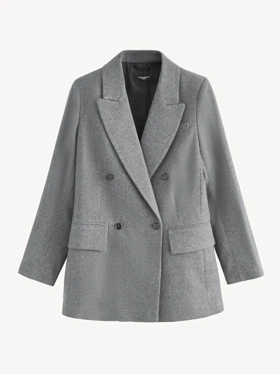 Next Tabitha Simmons X Wool Blend Double Breasted Blazer Grey New