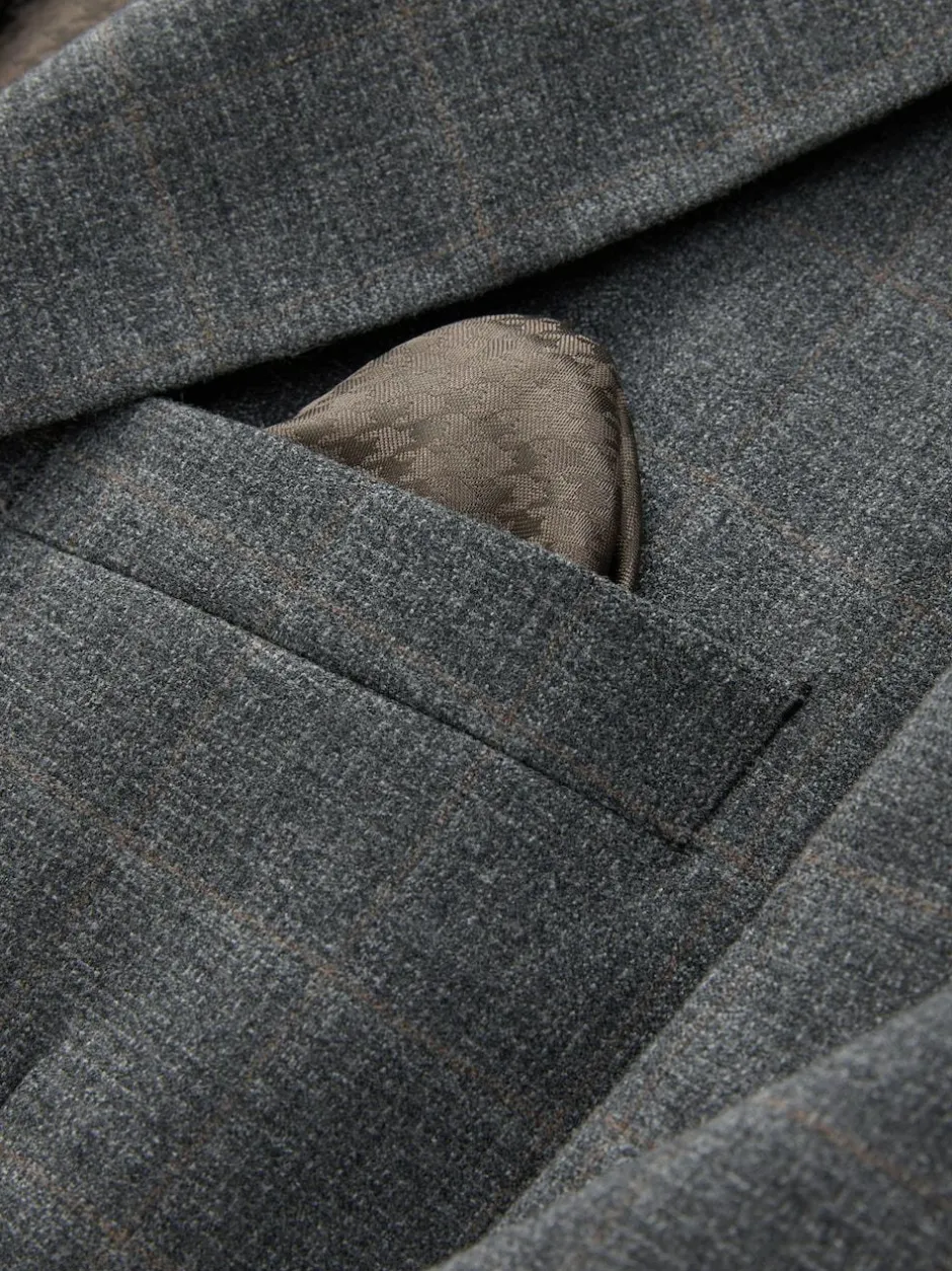 Next Grey Tailored Fit Check Flannel Suit Jacket Hot
