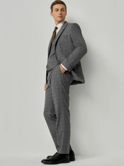 Next Grey Tailored Fit Check Flannel Suit Jacket Hot