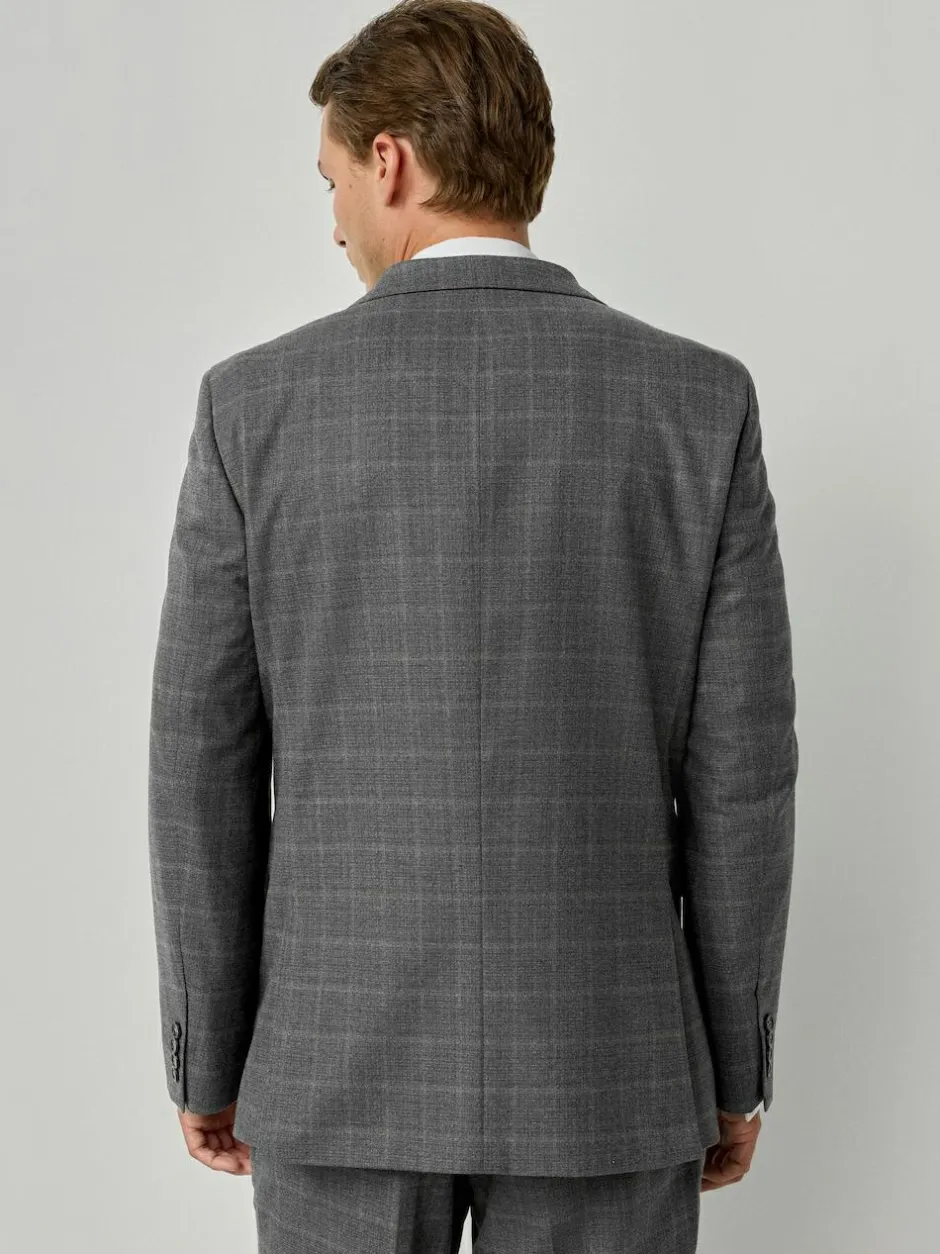 Next Grey Tailored Fit Check Flannel Suit Jacket Hot