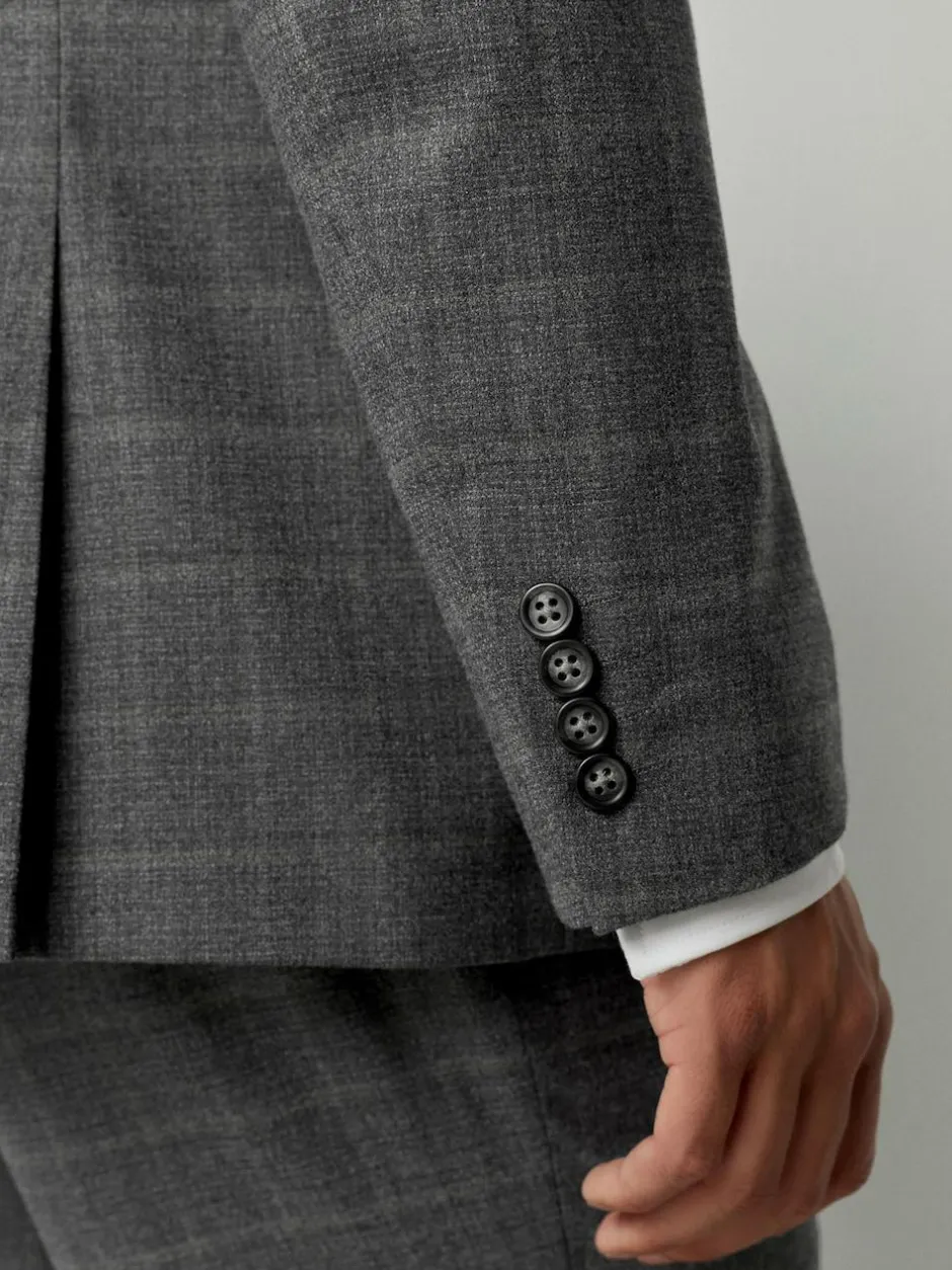Next Grey Tailored Fit Check Flannel Suit Jacket Hot