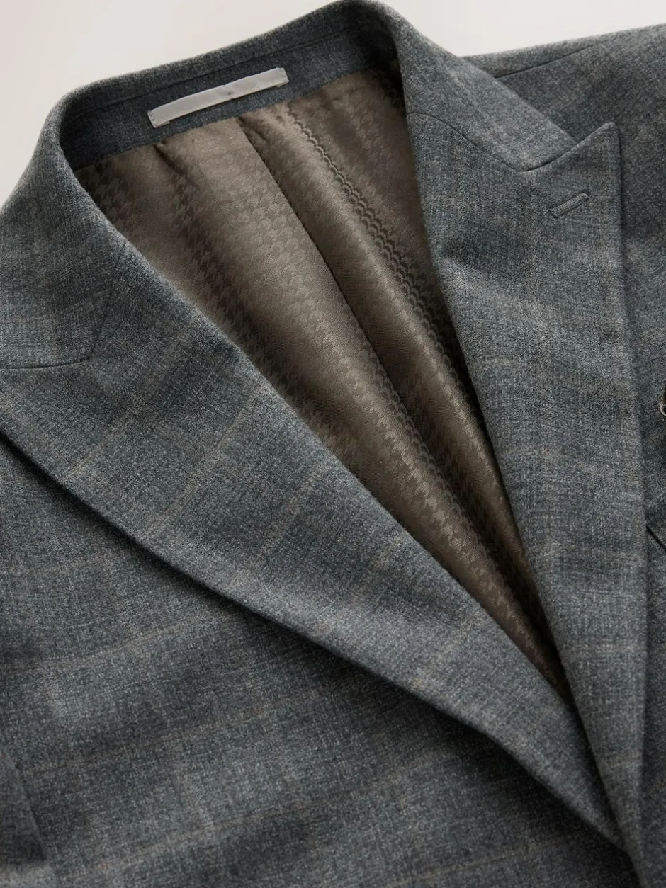 Next Grey Tailored Fit Check Flannel Suit Jacket Hot