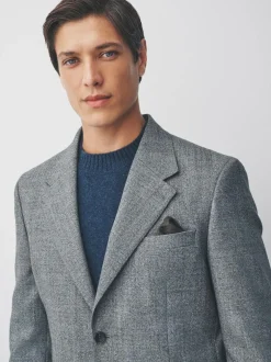 Next Tailored Fit Merino Wool Blend Suit Jacket Grey