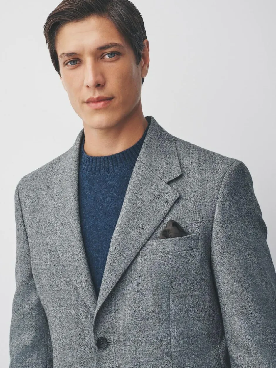 Next Tailored Fit Merino Wool Blend Suit Jacket Grey