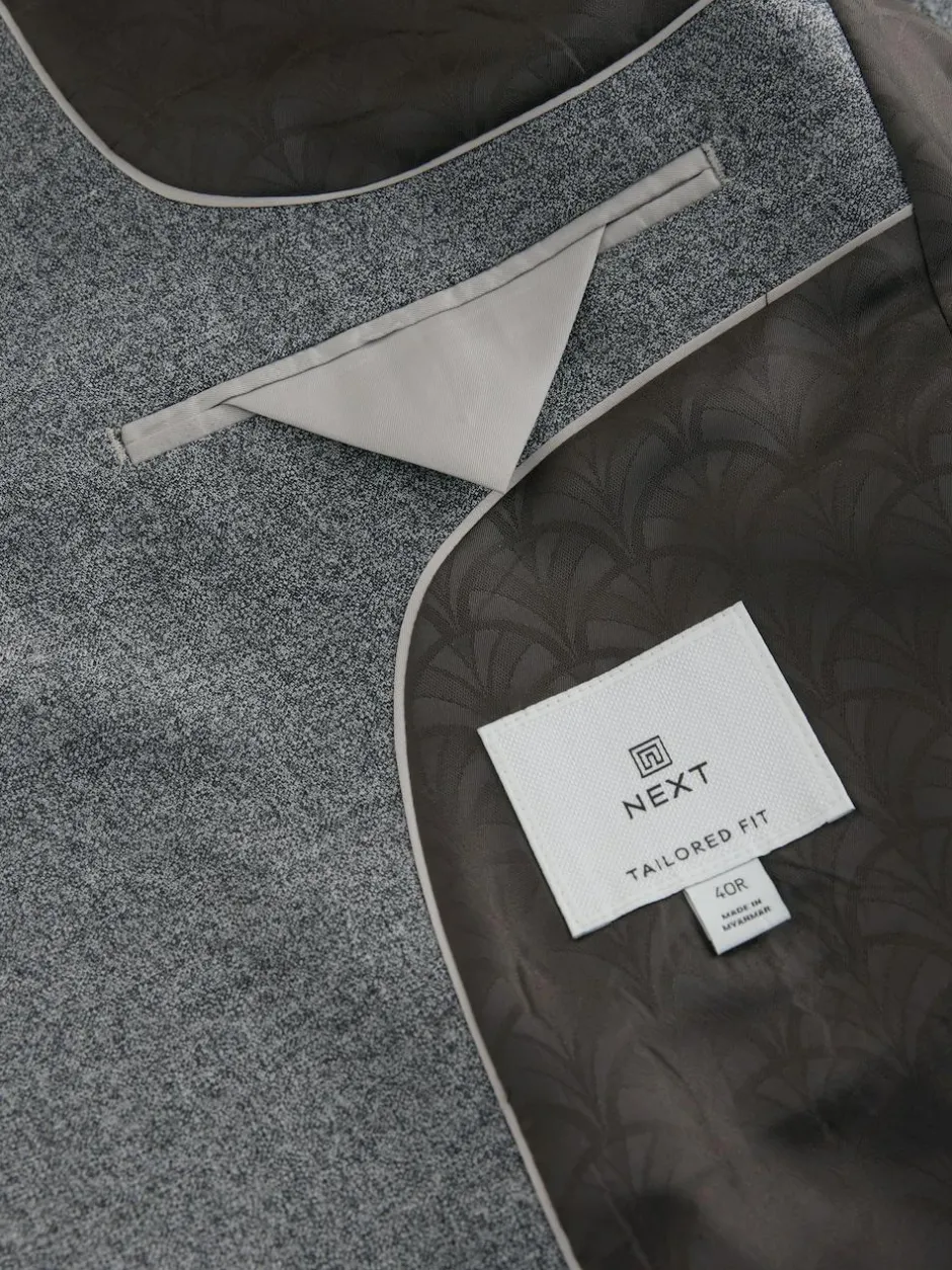 Next Tailored Fit Merino Wool Blend Suit Jacket Grey
