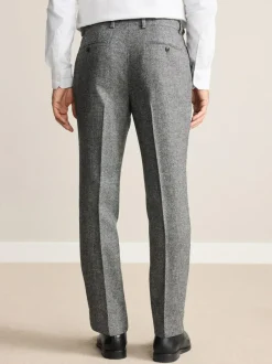 Next Tailored Fit Signature Abraham Moon 100% British Wool Donegal Suit Trousers Grey Clearance
