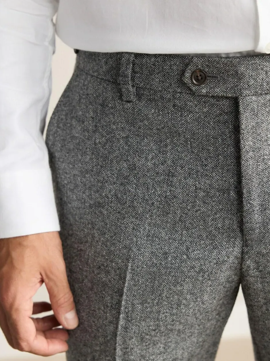 Next Tailored Fit Signature Abraham Moon 100% British Wool Donegal Suit Trousers Grey Clearance