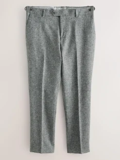 Next Tailored Fit Signature Abraham Moon 100% British Wool Donegal Suit Trousers Grey Clearance