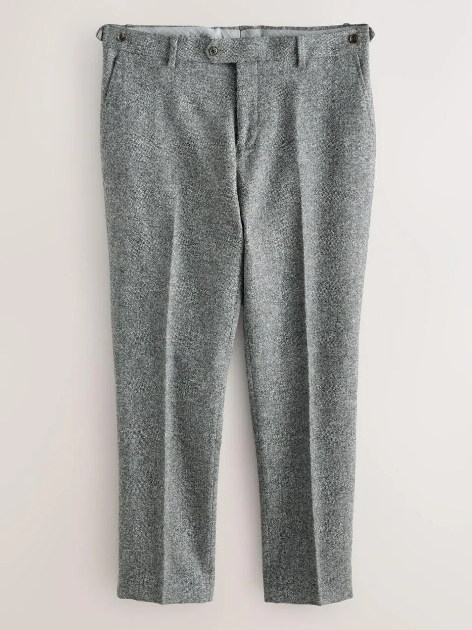 Next Tailored Fit Signature Abraham Moon 100% British Wool Donegal Suit Trousers Grey Clearance