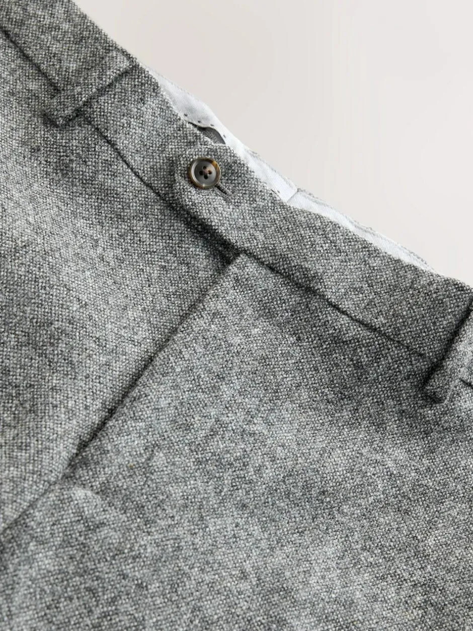 Next Tailored Fit Signature Abraham Moon 100% British Wool Donegal Suit Trousers Grey Clearance