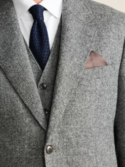 Next Tailored Fit Signature Abraham Moon 100% British Wool Donegal Suit Jacket Grey New