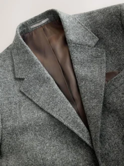 Next Tailored Fit Signature Abraham Moon 100% British Wool Donegal Suit Jacket Grey New