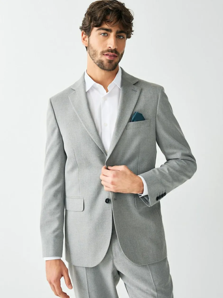 Next Tailored Fit Textured Suit Jacket Grey Online