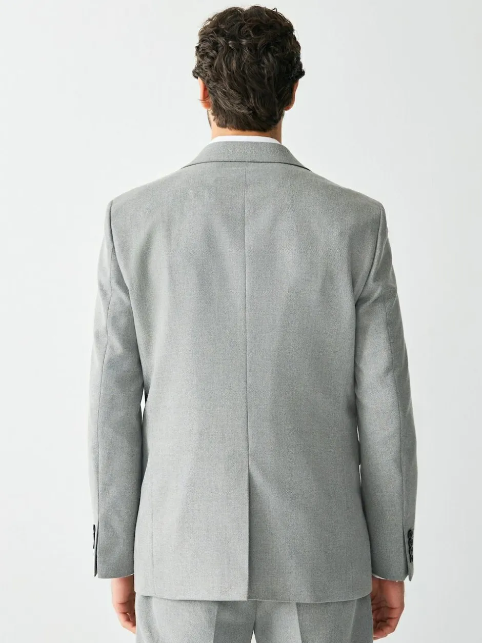 Next Tailored Fit Textured Suit Jacket Grey Online