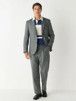 Next Grey Tailored Fit Wool Blend Check Texture Suit Jacket New