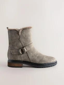 Next Forever Comfort® Faux Fur Hardware Ankle Boots Grey Textured Best