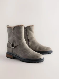 Next Forever Comfort® Faux Fur Hardware Ankle Boots Grey Textured Best