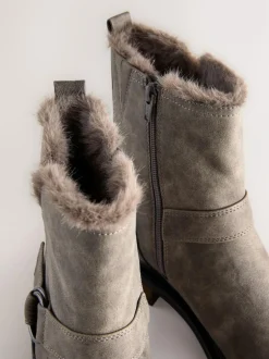Next Forever Comfort® Faux Fur Hardware Ankle Boots Grey Textured Best