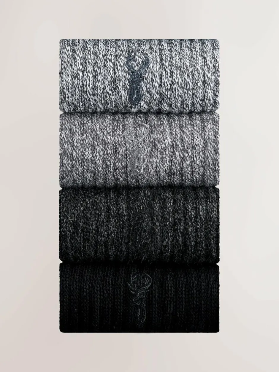 Next Heavyweight Socks 4 Pack Grey Twisted Hot