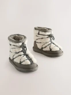 Next Warm Lined Suede Boots Grey Outlet
