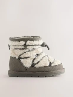 Next Warm Lined Suede Boots Grey Outlet
