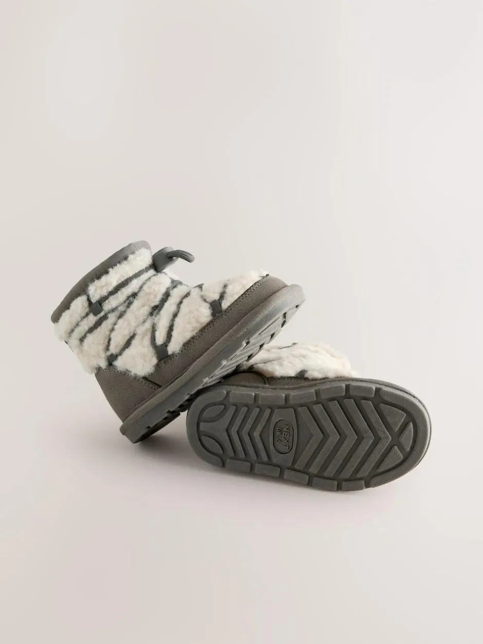 Next Warm Lined Suede Boots Grey Outlet