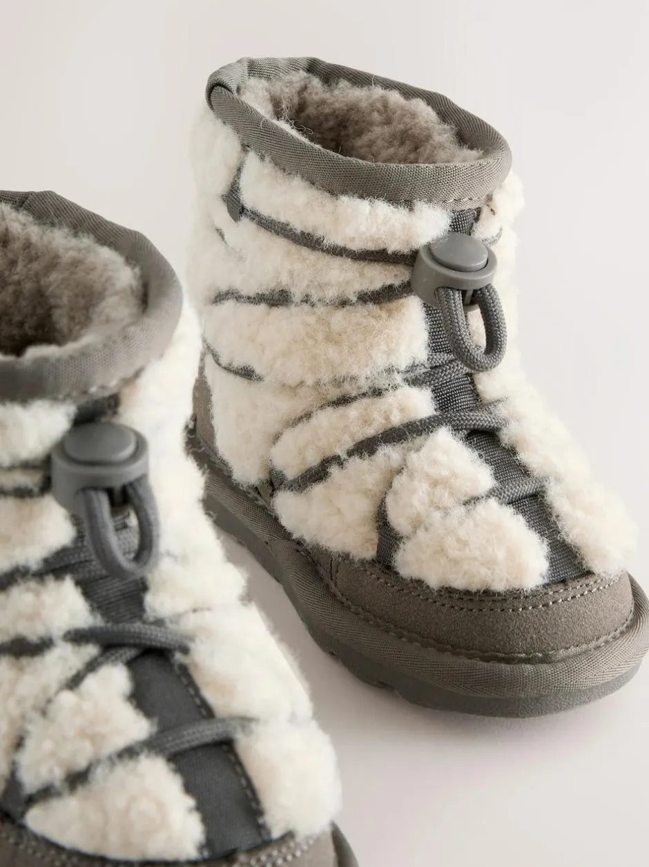 Next Warm Lined Suede Boots Grey Outlet