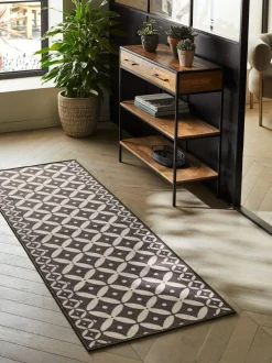Next Grey Washable Tile Runner Outlet