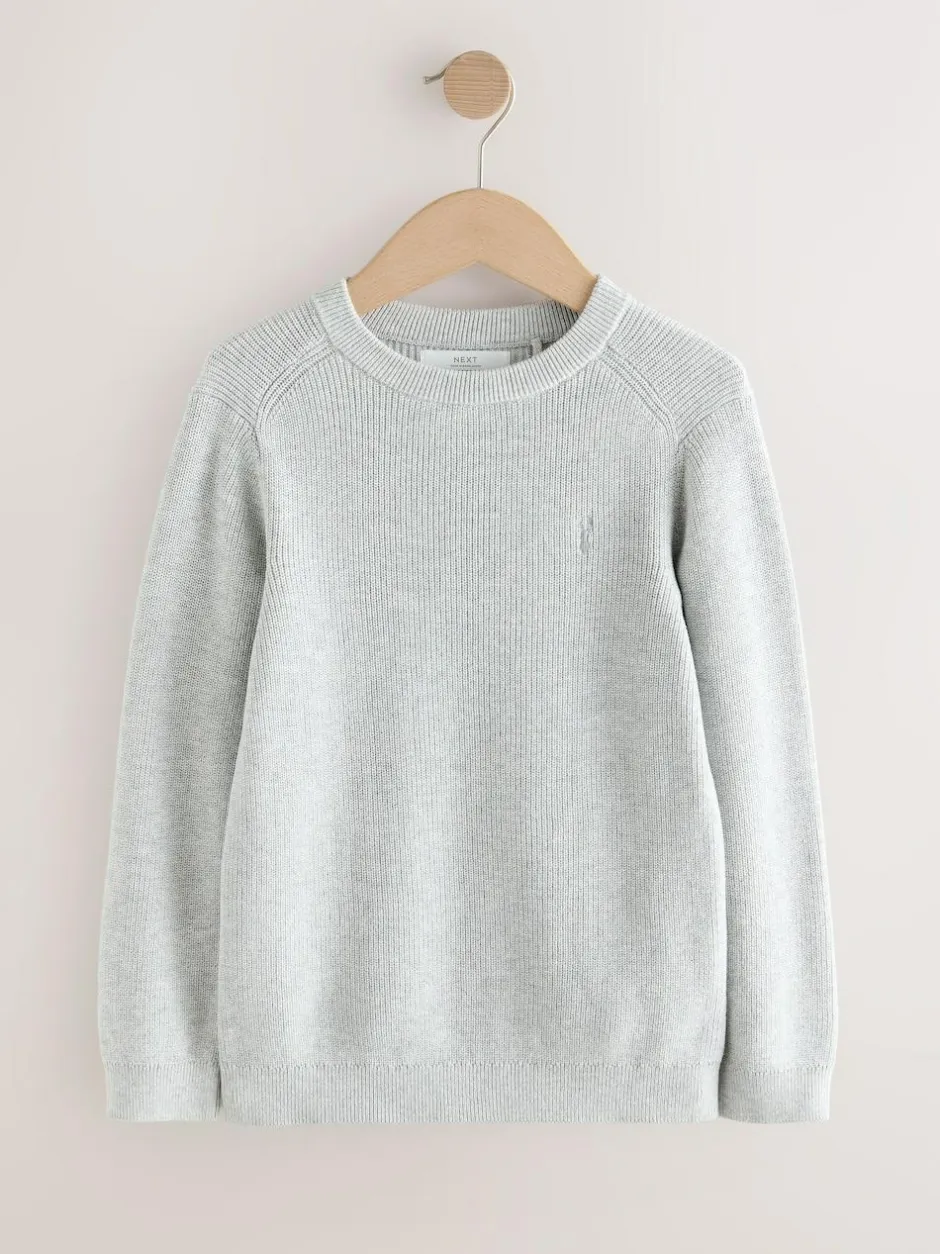 Next Grey With Stag Cotton Crew Neck Knitted Jumper (3-16yrs) Best