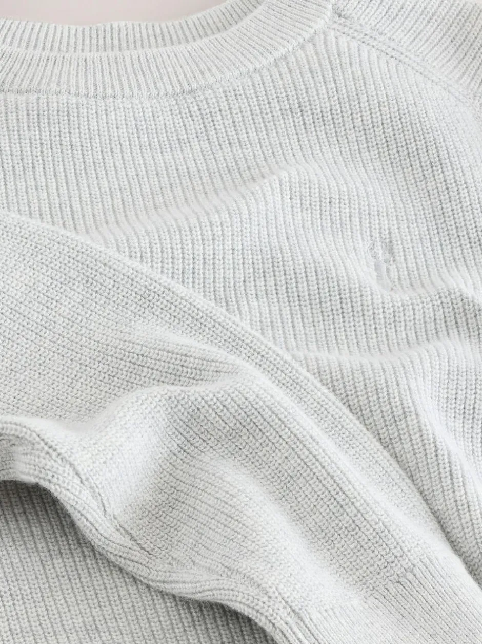 Next Grey With Stag Cotton Crew Neck Knitted Jumper (3-16yrs) Best