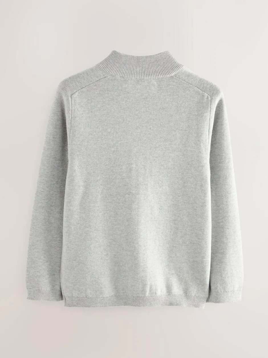 Next Grey Zip Through Knitted Cardigan (3-16yrs) New