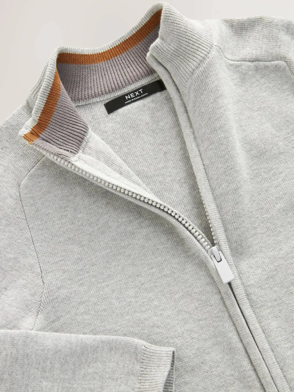 Next Grey Zip Through Knitted Cardigan (3-16yrs) New