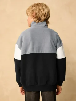 Next Funnel Neck Fleece (3-16yrs) Grey/Black Clearance