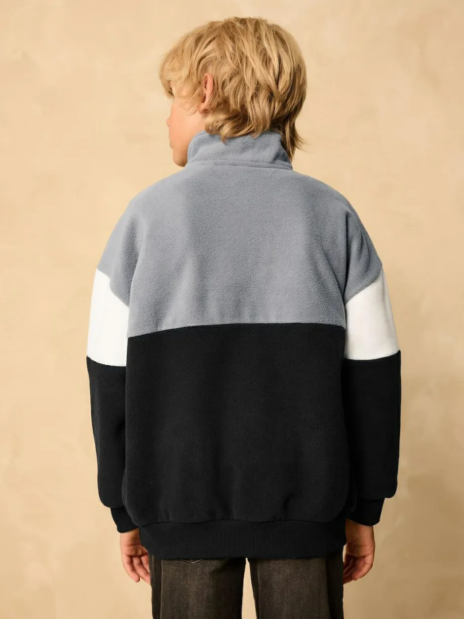 Next Funnel Neck Fleece (3-16yrs) Grey/Black Clearance