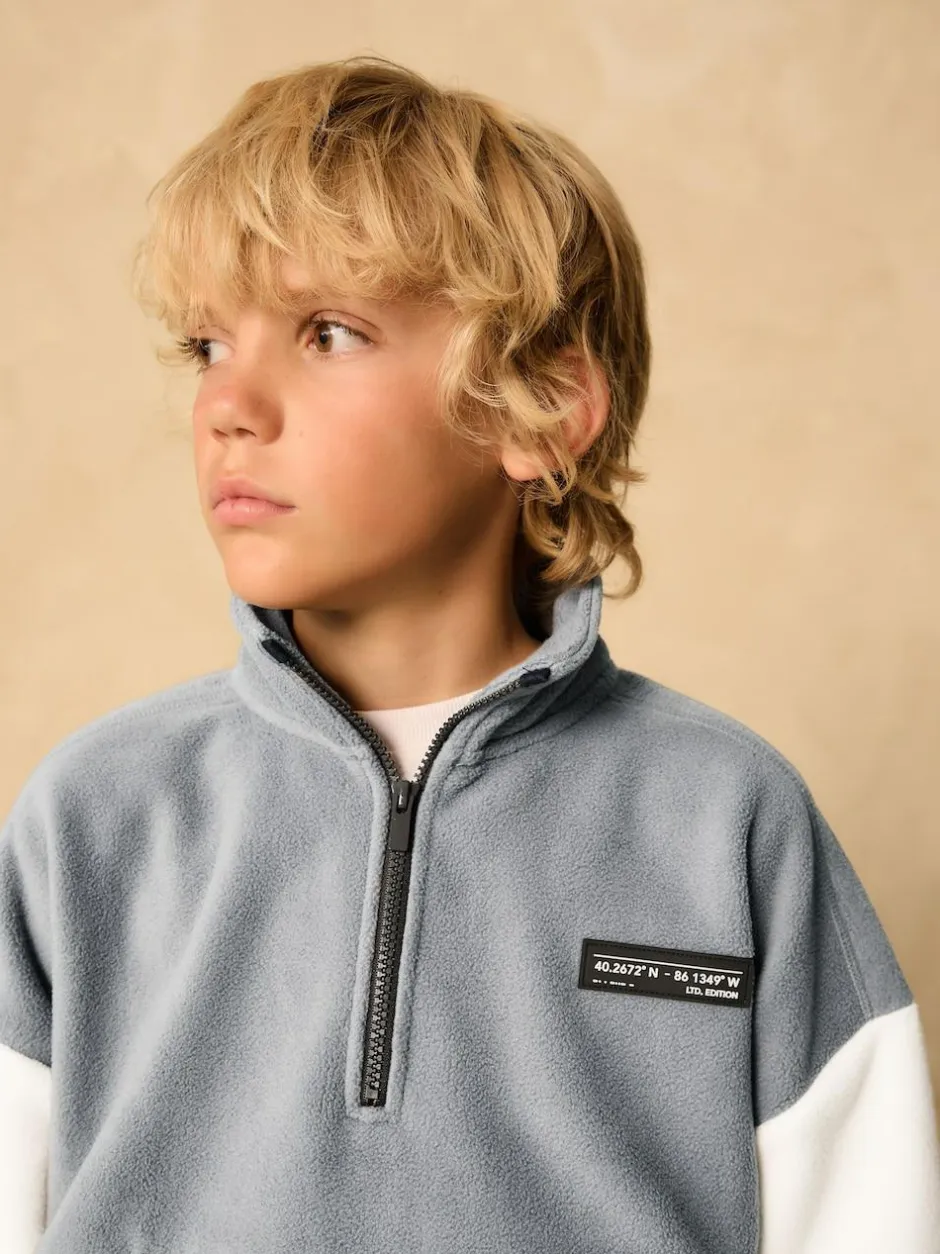 Next Funnel Neck Fleece (3-16yrs) Grey/Black Clearance