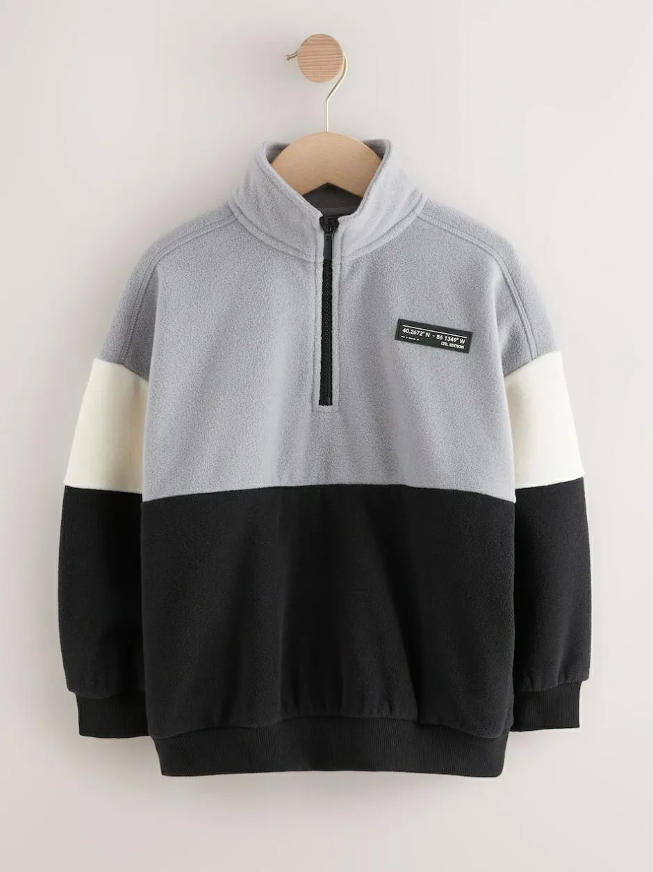 Next Funnel Neck Fleece (3-16yrs) Grey/Black Clearance