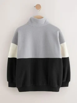 Next Funnel Neck Fleece (3-16yrs) Grey/Black Clearance