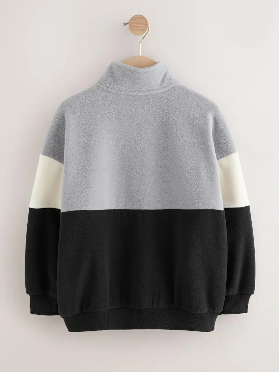 Next Funnel Neck Fleece (3-16yrs) Grey/Black Clearance