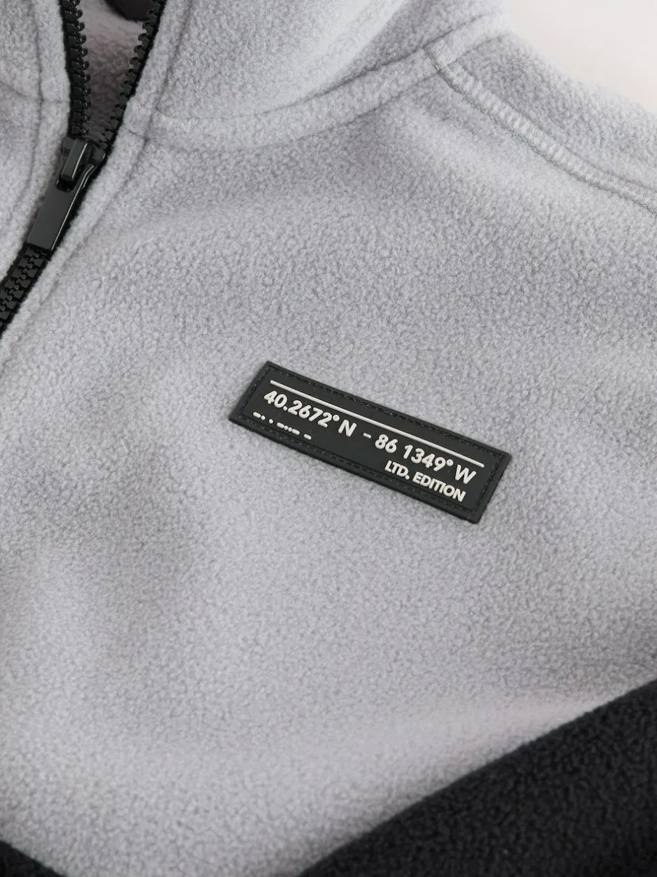 Next Funnel Neck Fleece (3-16yrs) Grey/Black Clearance