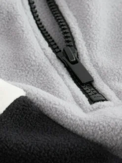 Next Funnel Neck Fleece (3-16yrs) Grey/Black Clearance