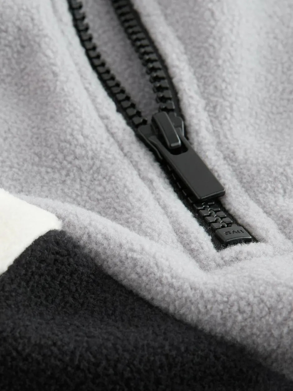 Next Funnel Neck Fleece (3-16yrs) Grey/Black Clearance