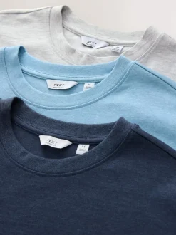 Next Grey/Light Blue/Navy Blue Marls Relaxed Fit Heavyweight T-Shirts 3 Pack Online