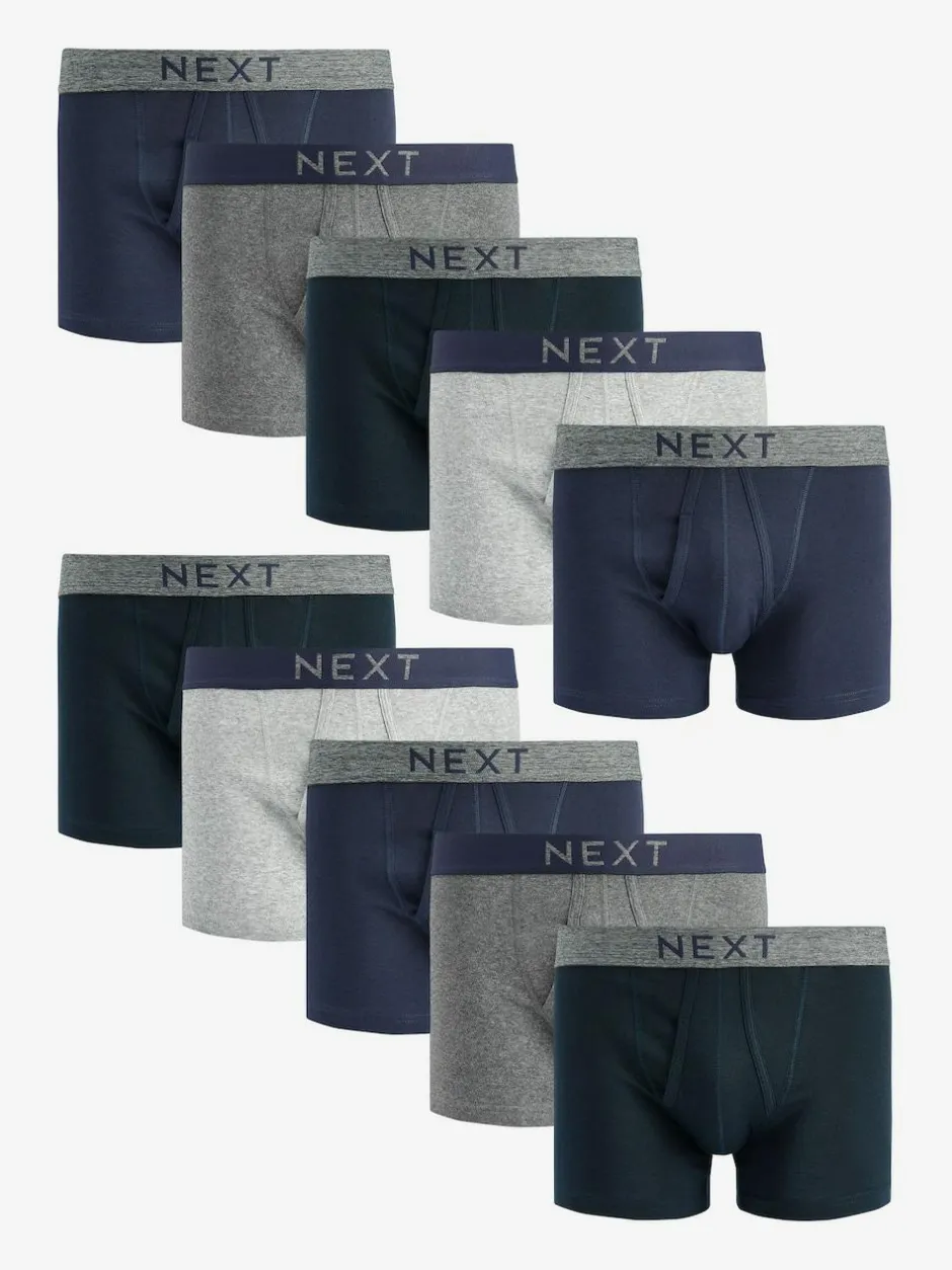 Next 10 pack A-Front Pure 100% Cotton Boxers Grey/Navy Sale
